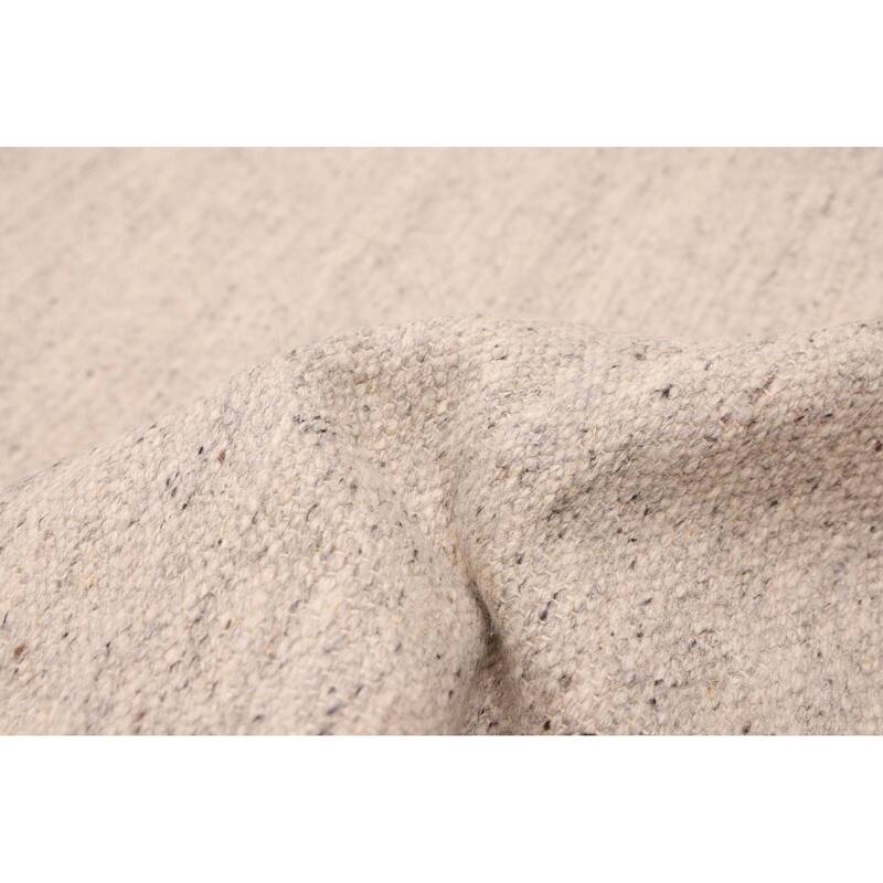 ECARPETGALLERY Flat-Weave Nevada Light Grey Wool Kilim - 7'7 x 10'2