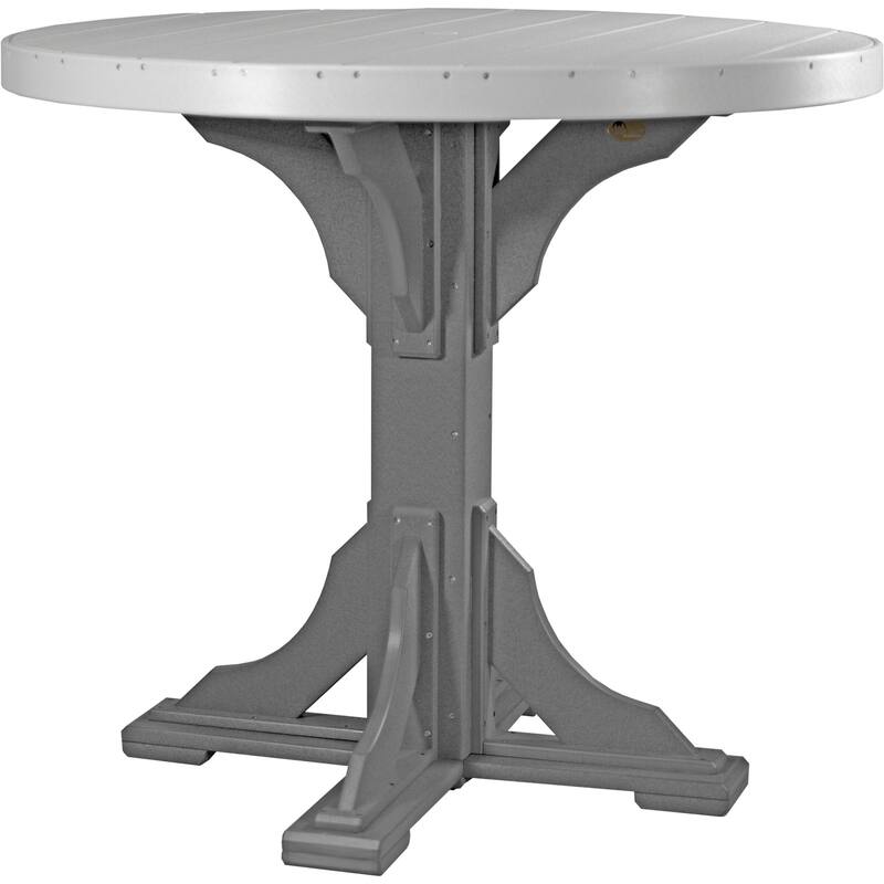 Poly Lumber Round Dining Table Set with Regular Chairs - Bar Height - Dove Grey & Slate