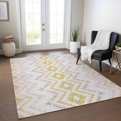 Machine Washable Indoor/ Outdoor Chantille Boho Global Rug