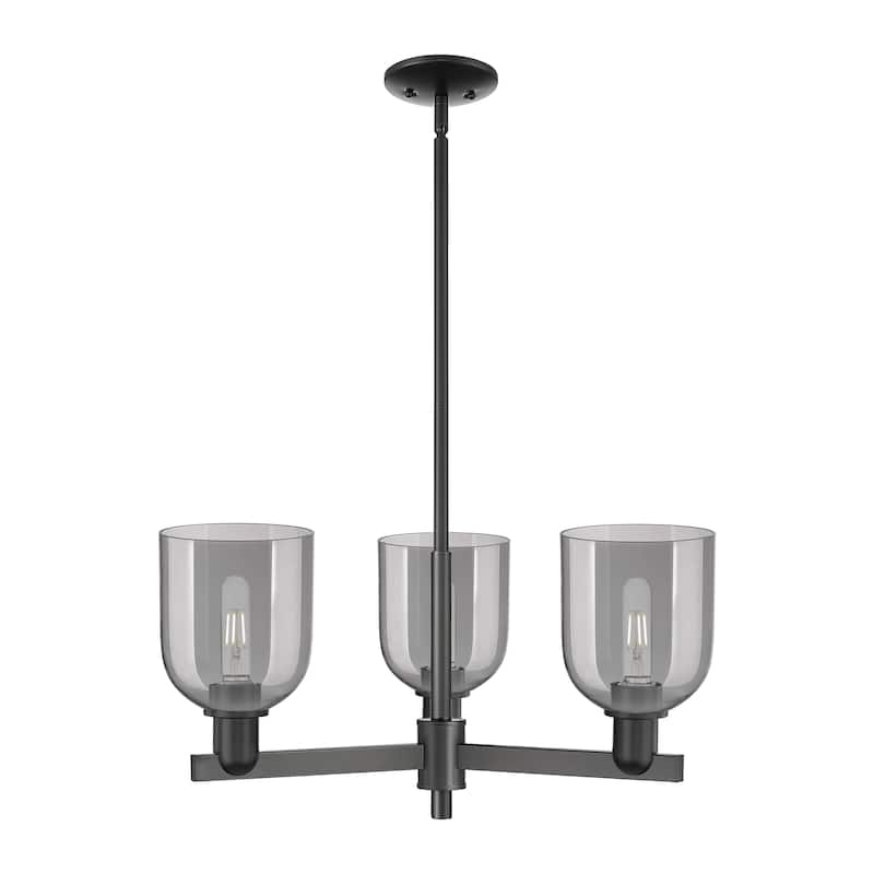 Innovations Lighting Endless Possibilities Arcadia - Bella - 3 Light 27" Stem Hung Chandelier - Matte Black/Light Smoke