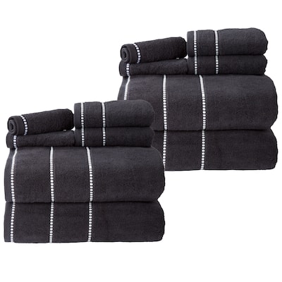 Quick Dry Towel Set - Absorbent Cotton Bathroom Accessories with Bath Towels, Hand Towels, and Wash Cloths by Lavish Home