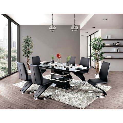7 Piece Leatherette and Metal Dining Set