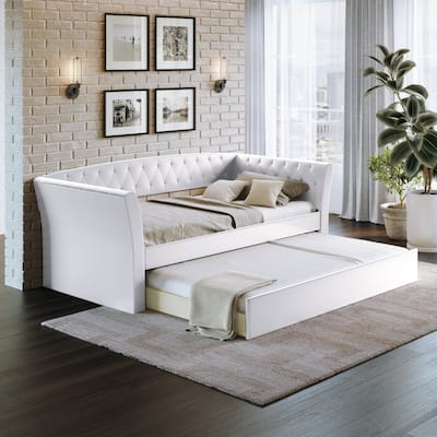 St. Ives Faux Leather Upholstered Day Bed with Trundle