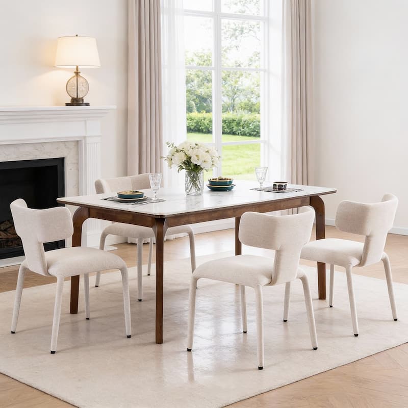 Modern Dining Chairs Set of 2, 18.9"Wx18.5"D Contemporary Fabric Side Chairs