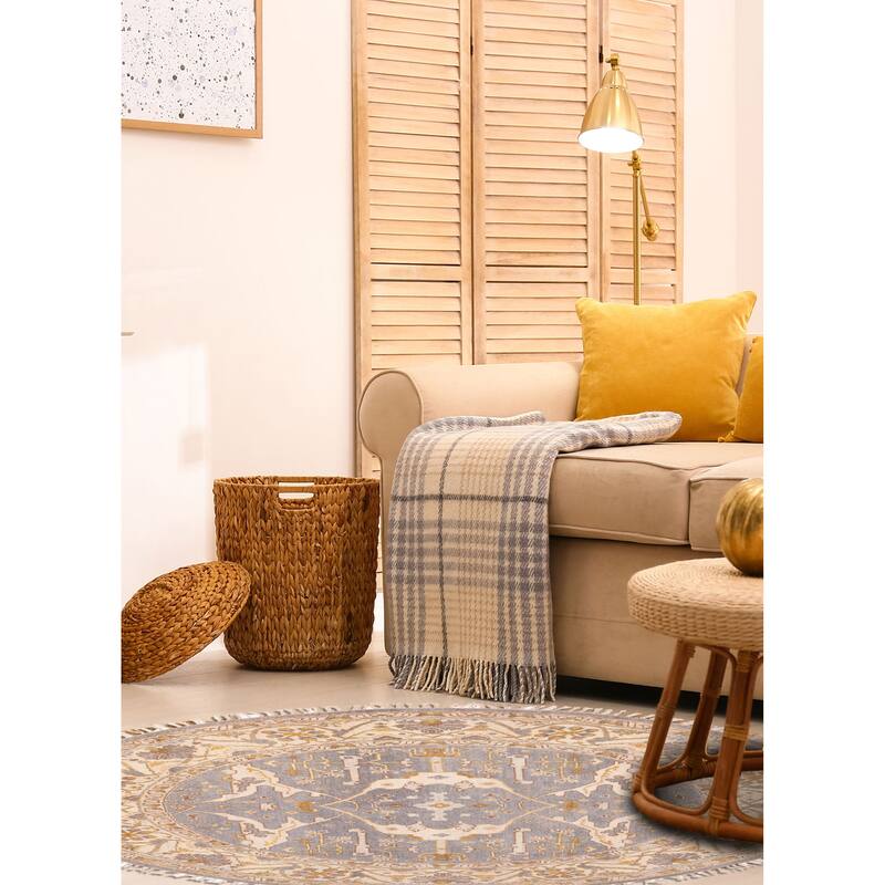 ECARPETGALLERY Hand-knotted Royal Oushak Light Denim Blue Wool Rug - 7'11 x 7'9