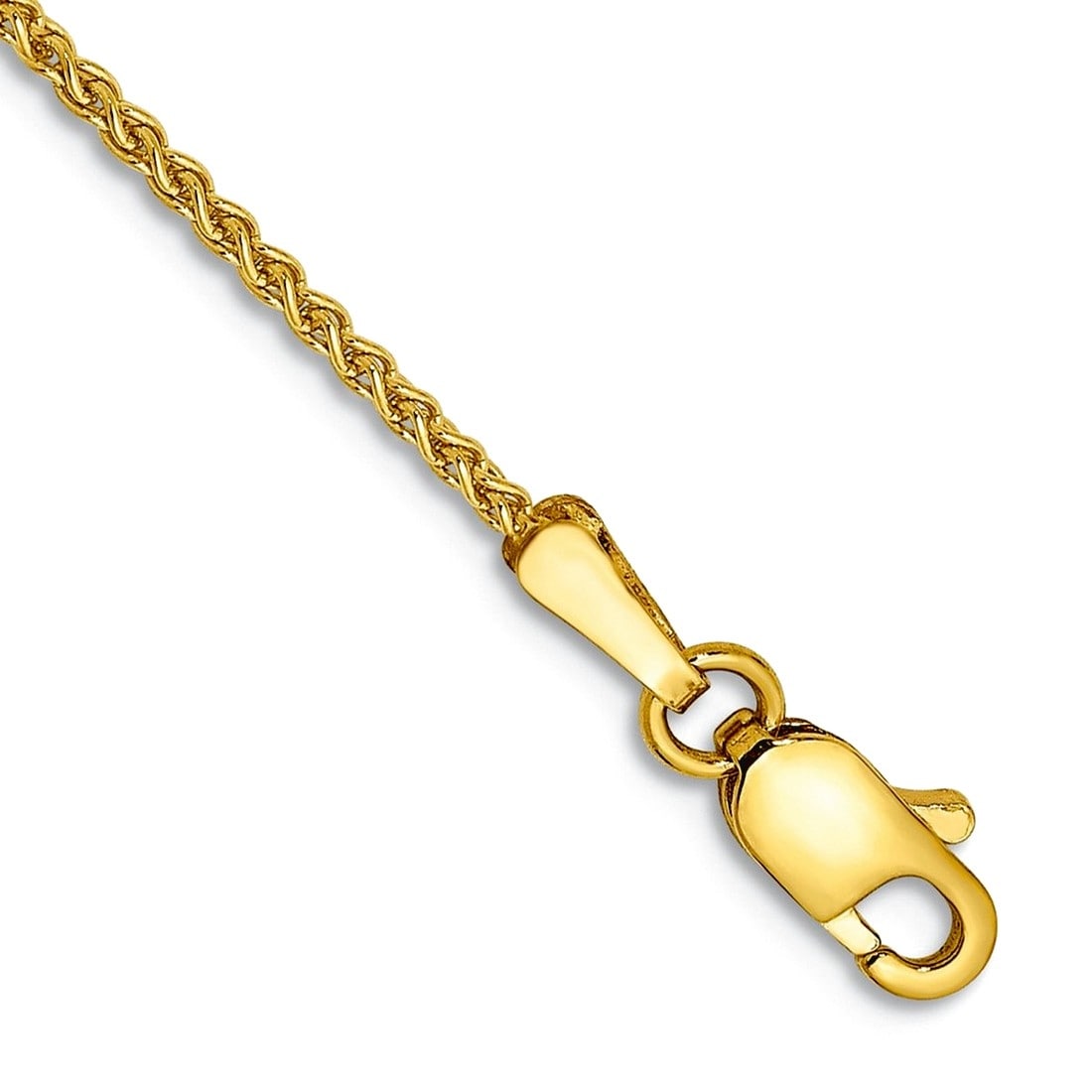 Curata 10k or 14k Gold 10" 1.25mm Heavy Spiga Wheat Chain Anklet