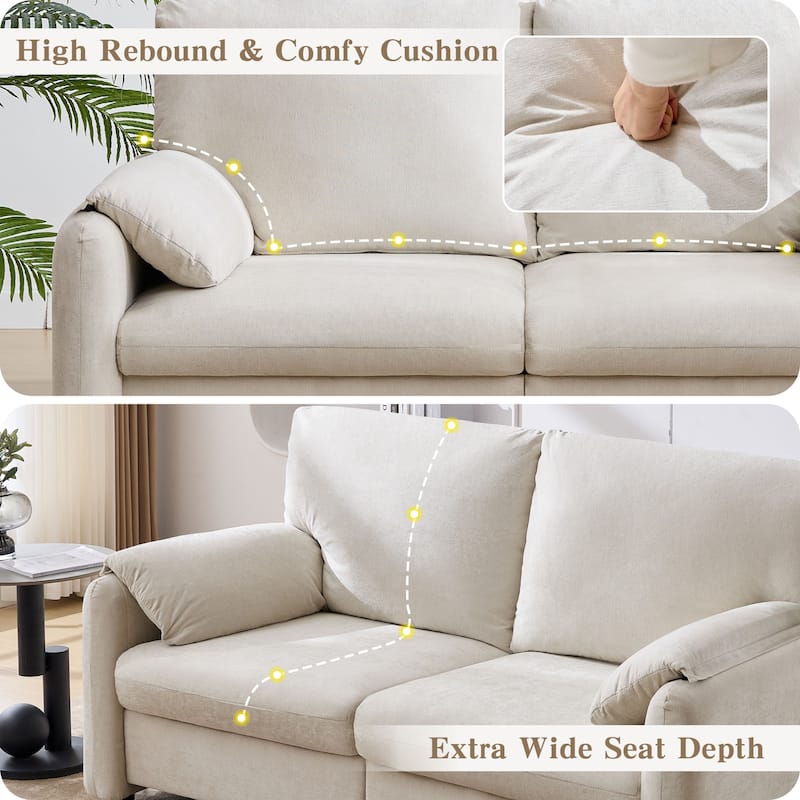 71.28" Chenille 2-Seater Sofa, Cloud-Like Comfort with High-Resilience Sponge, Modern Minimalist Design