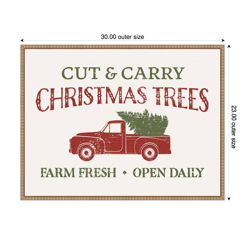 Christmas Farm Sign II by Victoria Barnes Framed Canvas Wall Art Print - 30 x 23 in - Natural