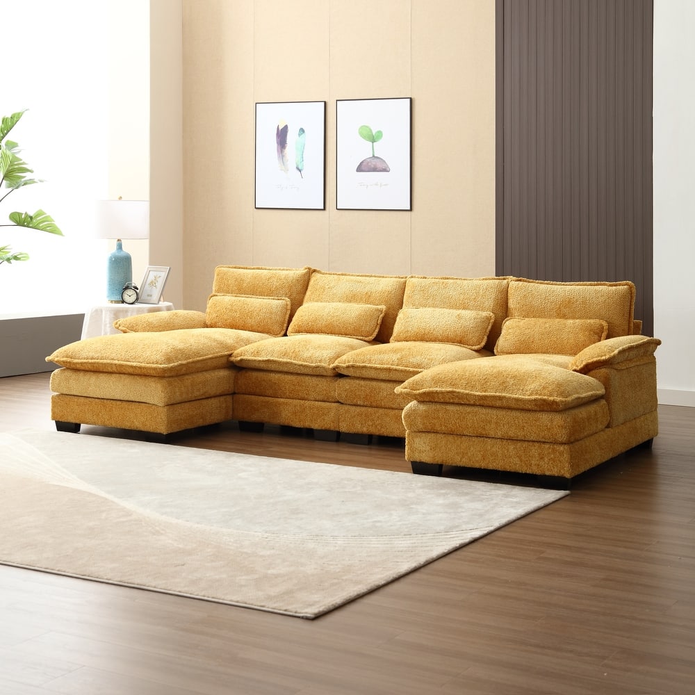 110.63'' U-Shaped 6 Seater Sectional Sofa with Ottomans, Spacious and Durable Design for Living Room Comfort