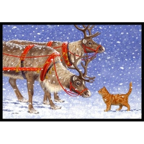 Carolines Treasures ASA2174MAT Reindeer & Cat Indoor or Outdoor Mat 18 x 27