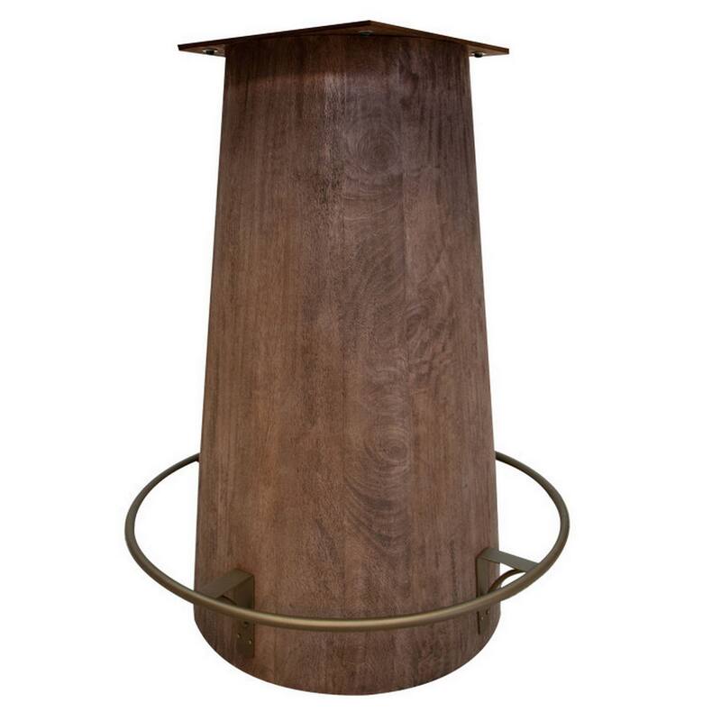 Kohl 39 Inch Bistro Table, Round Top, Mango Wood, Gold Iron Footrest