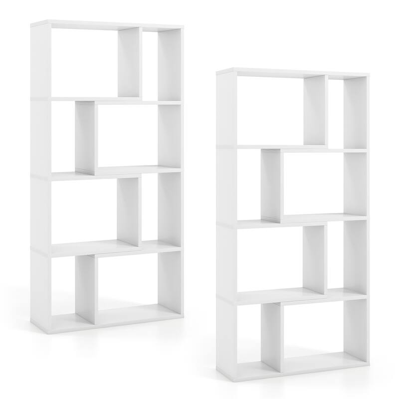 Gymax 4-Tier Geometric Bookshelf 48''/120 CM High Bookcase Modern