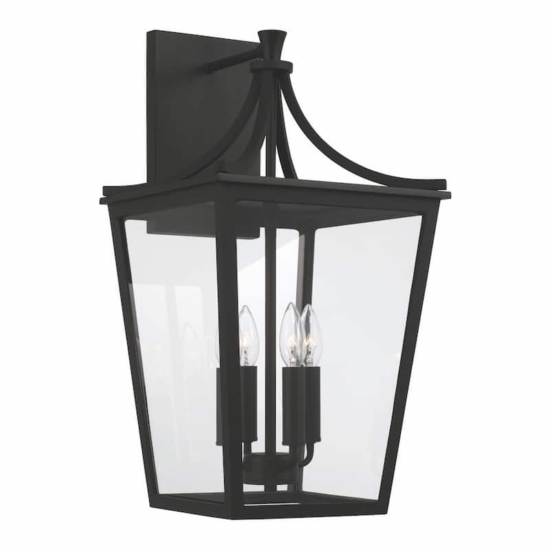 Adair Black Outdoor Wall Lantern w/ Clear Glass - 4-light/23.25"H x 12"W