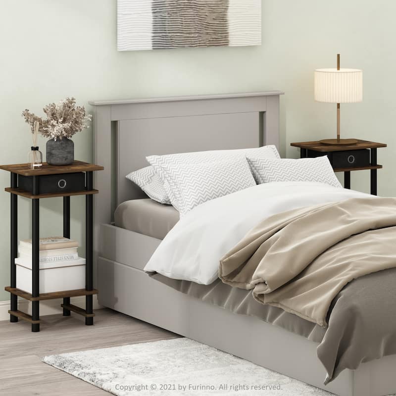 Furinno Turn-N-Tube Tall End Table with Bin