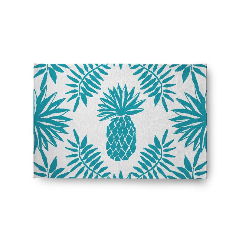 Pineapple Leaves Spring Chenille Rug - 2' x 3' - Explorer Blue
