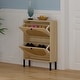 preview thumbnail 1 of 7, Rattan Shoe Organizer Storage Cabinet-Natural Wood