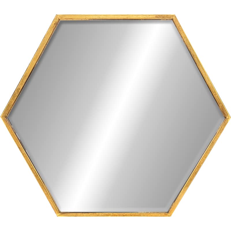 HomeRoots 25" Gold Metal Hexagon Accent Mirror - 28.00 in. x 25.00 in. x 3.00 in.
