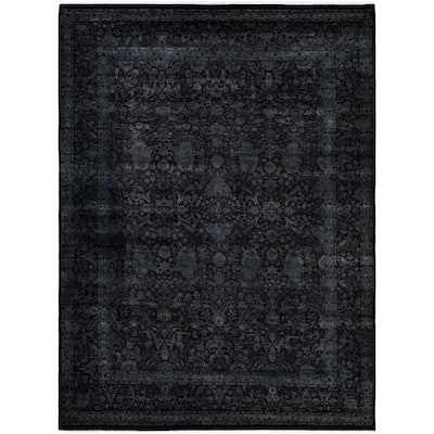 Overdyed One-of-a-Kind Hand-Knotted Area Rug - Black - 9' 3" x 12' 1"