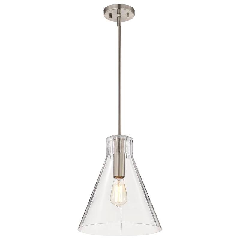 Gianna 1 Light Medium Pendant Brushed Nickel Finish Clear Glass - Brushed Nickel