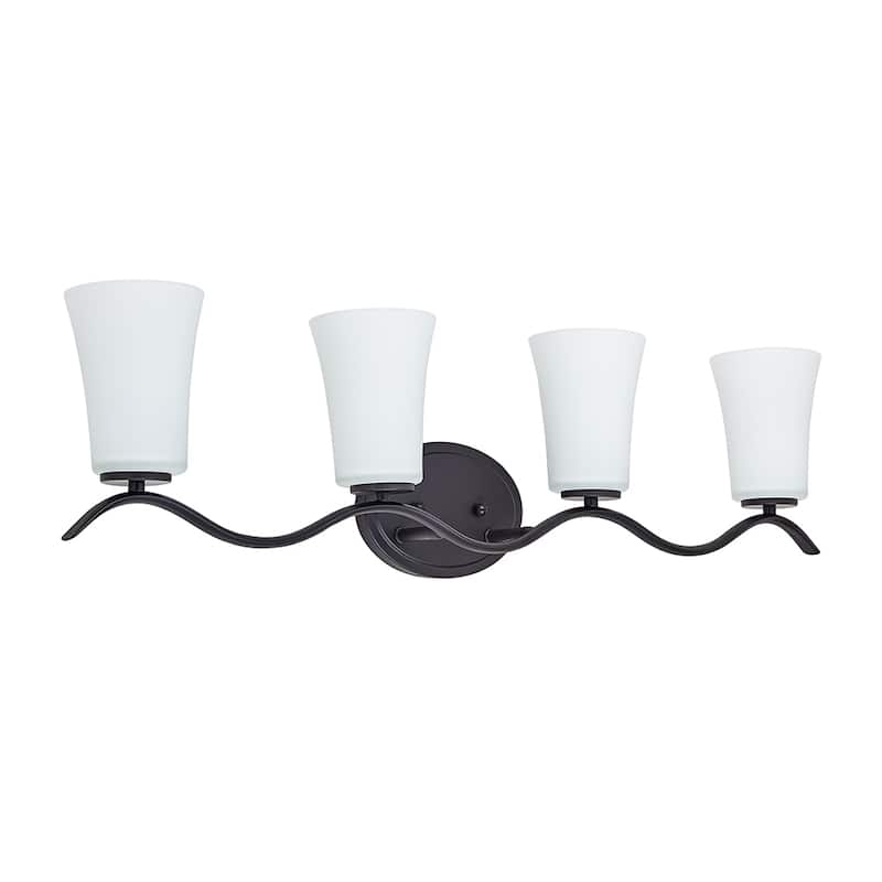 4 Lt Mount Bathroom light with white glass and gold finish