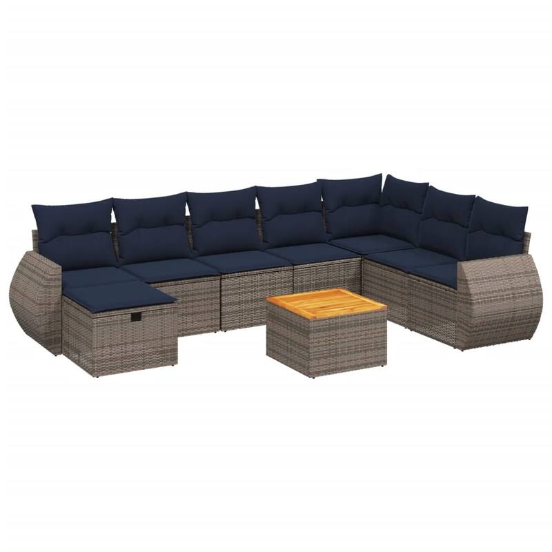 vidaXL Patio Sofa Set with Cushions Outdoor Conversation Furniture Poly Rattan