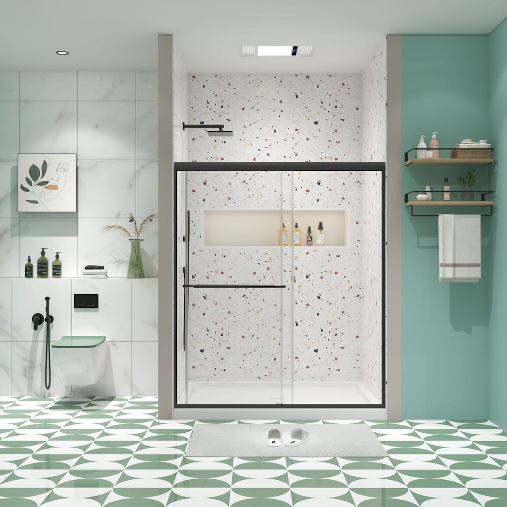 Framed Double Sliding Shower Doors with Stainless Steel Handle