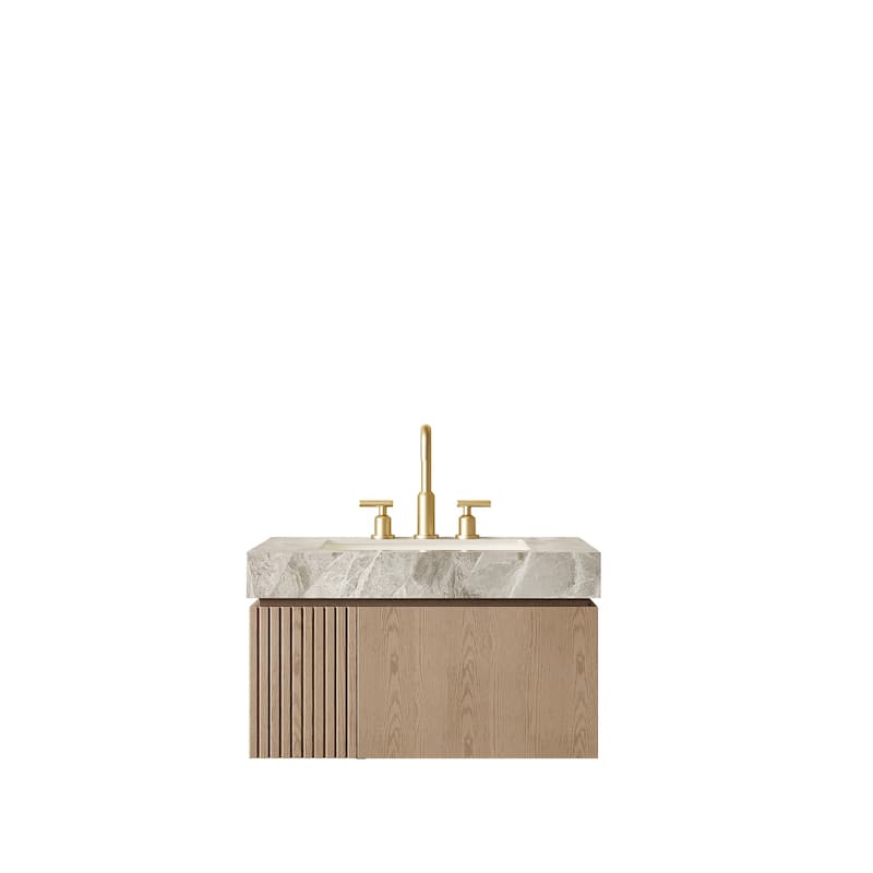 Floating Bathroom Vanity with Undermount Ceramic Basin with 3 Pre-drilled Faucet Holes