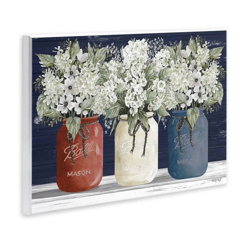 Stupell Americana Floral Bouquets Rustic Flowers Wall Art - Blue