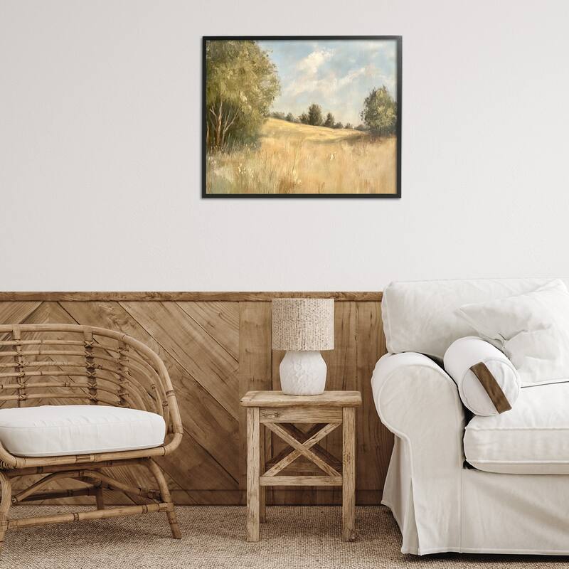 Stupell Classic Country Field Framed Giclee Art Design By Petal Prints Design