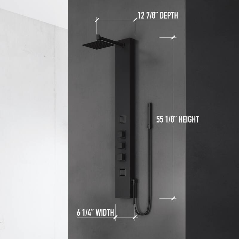 VIGO Rector 55" H x 6" W 2-Jet Retro Shower Panel with Square Shower Head