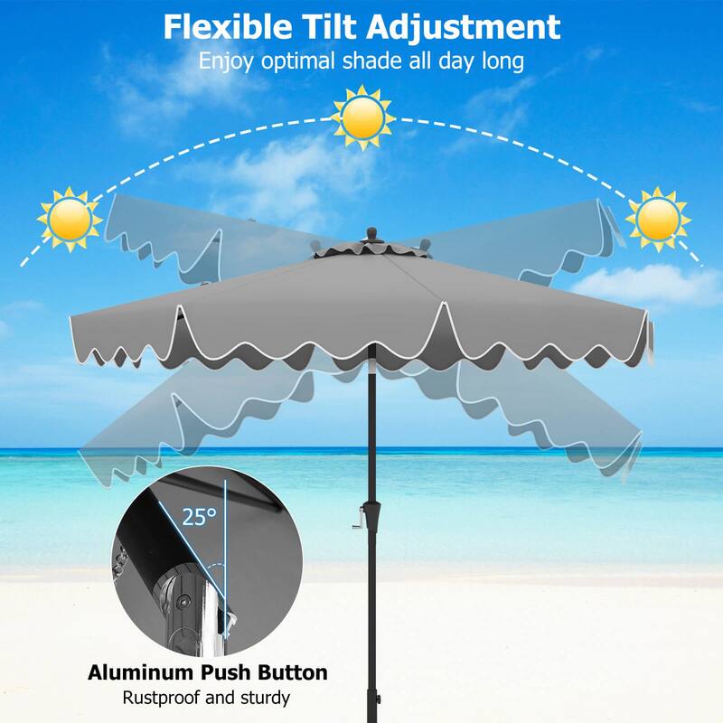 Costway 9 FT Patio Umbrella 2-Tier Market Table Umbrella with