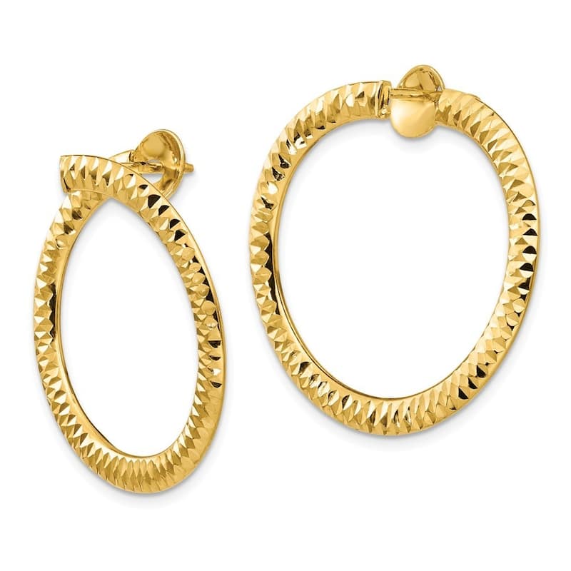 Curata 14k Yellow or White Gold Diamond Cut Flexible Circle Post Hoop Earrings 27.78x28.08mm