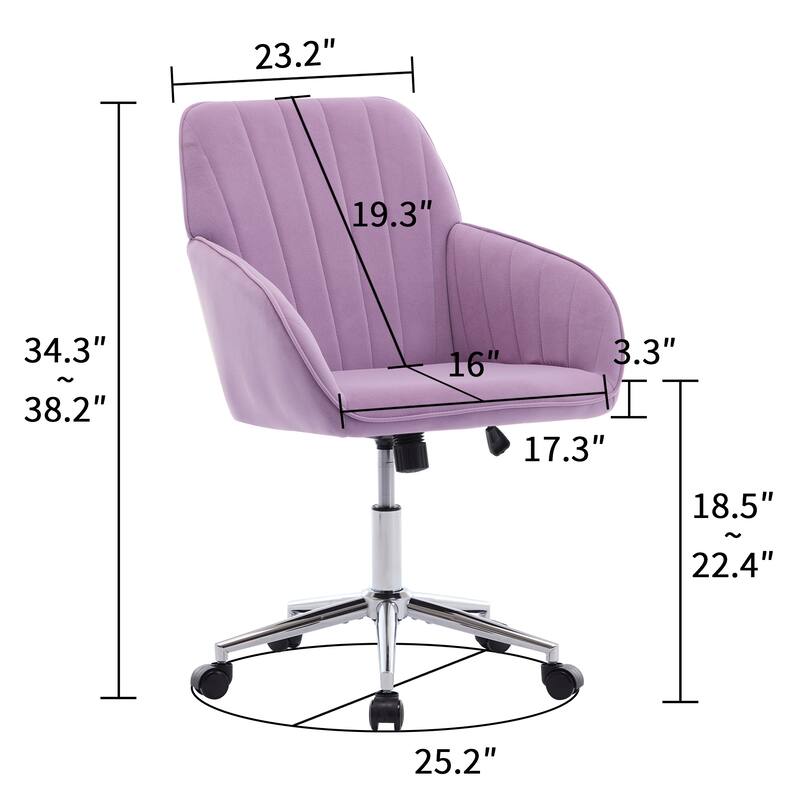 Adjustable Velvet Office Chair - Ergonomic Swivel Design for Home and Bedroom