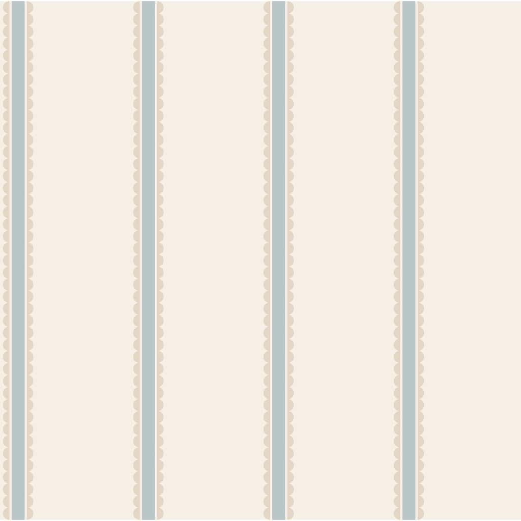 Advantage Bobbin Stripe Light Blue Scalloped Wallpaper