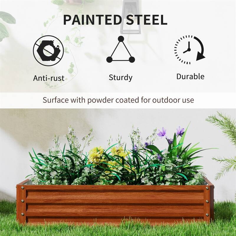 Galvanized Steel Garden Bed Planter for Vegetables and Flowers - 47.25" L x 23.5" W x 12" H