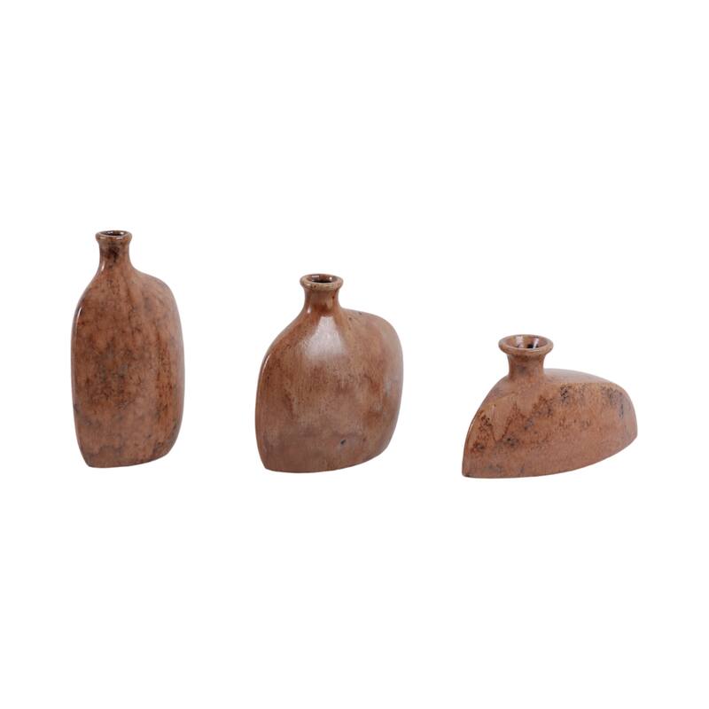 Stoneware Decorative Vases Sleek Sculptural Design Modern (Set of 3)