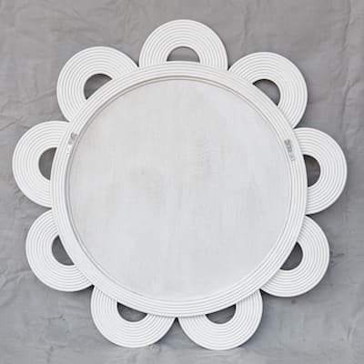 Uttermost Clematis White Rattan Round Mirror - 46"W x 46"H x 2"D