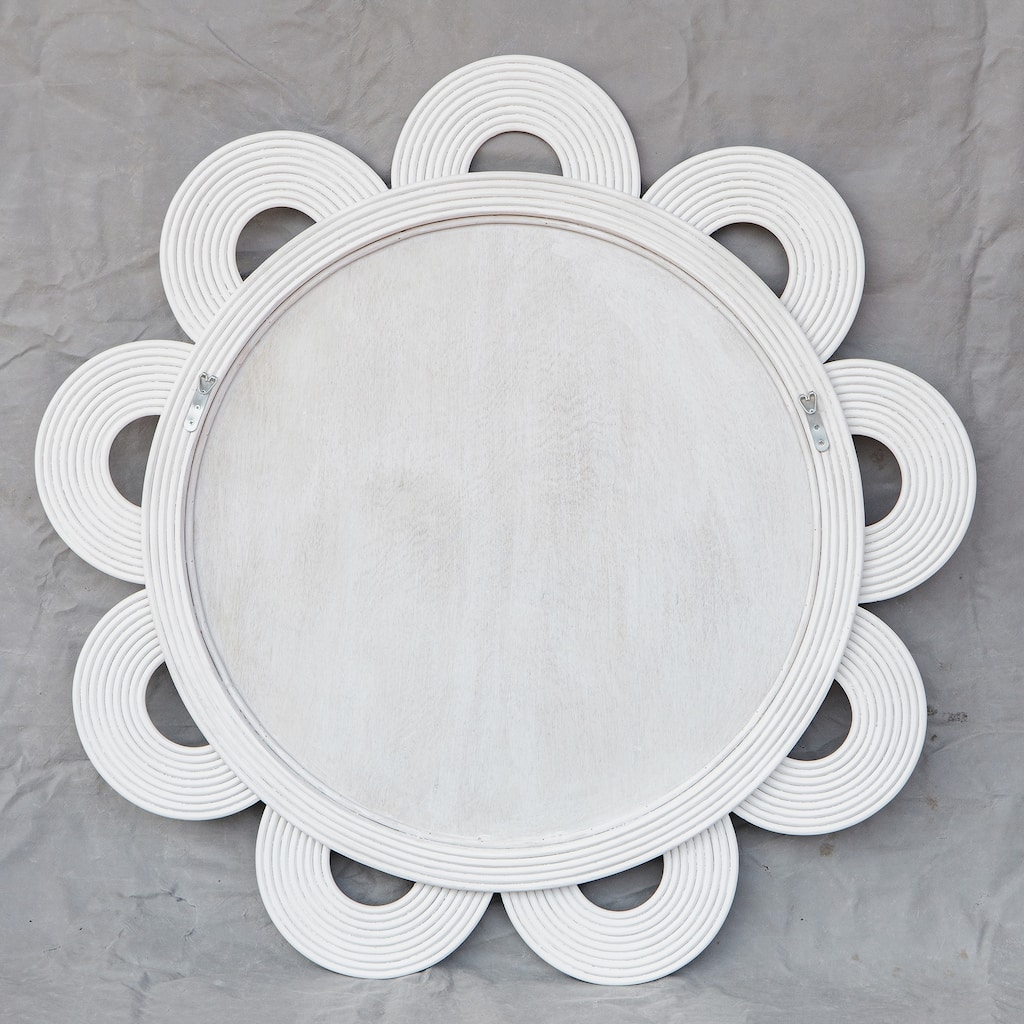 Uttermost Clematis White Rattan Round Mirror - 46"W x 46"H x 2"D