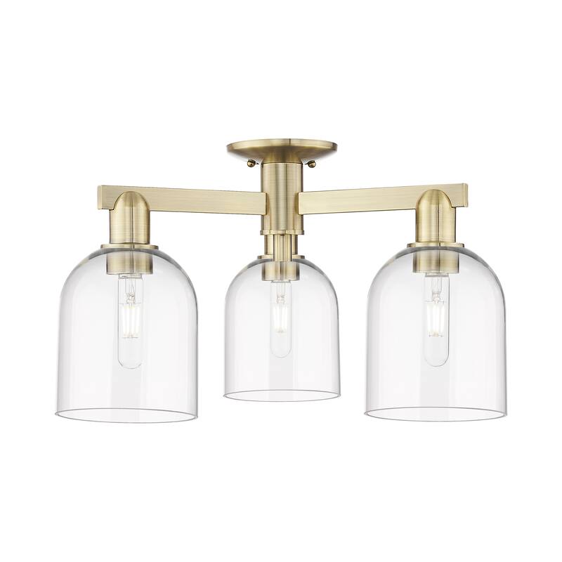 Innovations Lighting Endless Possibilities Arcadia - Bella - 3 Light 23" Semi-Flush Mount - Antique Brass/Clear