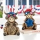 preview thumbnail 3 of 6, Glitzhome Set of 2 Patriotic July 4th Resin Highland Cows Table Decor