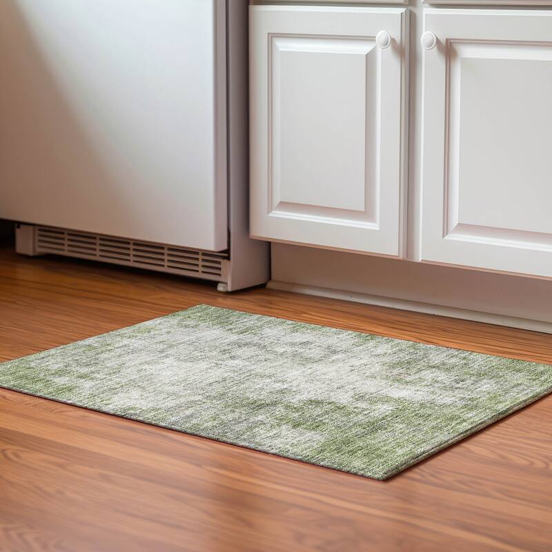 Premium Washable Super Soft Solid Casual Mayfield Rug - Green - 1'8" x 2'6"