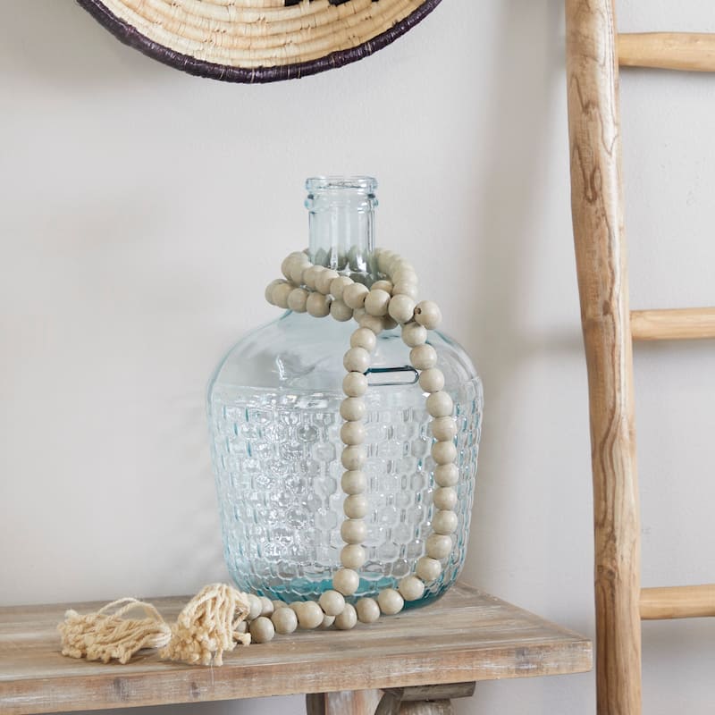 Bohemian Natural Wood Bead Garland with Cotton Tassels - 80 x 1