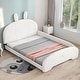 preview thumbnail 1 of 10, Full Size Upholstered Platform Bed with Cartoon Ears Shaped Headboard, White