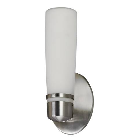 Aria 13W Satin Nickel Outdoor Wall Sconce, White Glass Diffuser
