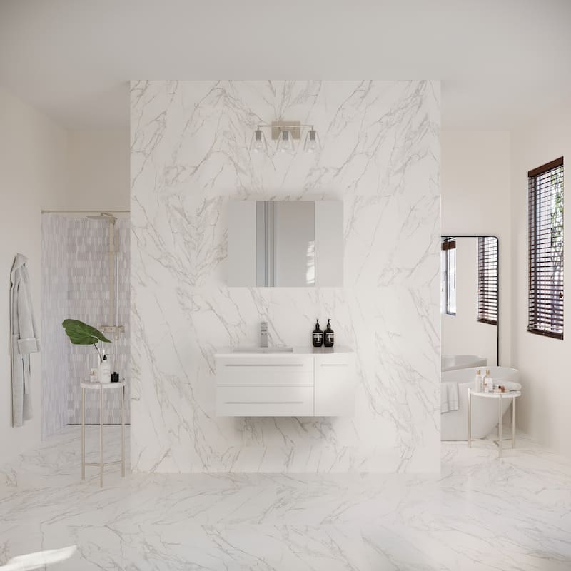 Fresca Lucera 36" Wall Mounted Single Basin Vanity Set with Cabinet,