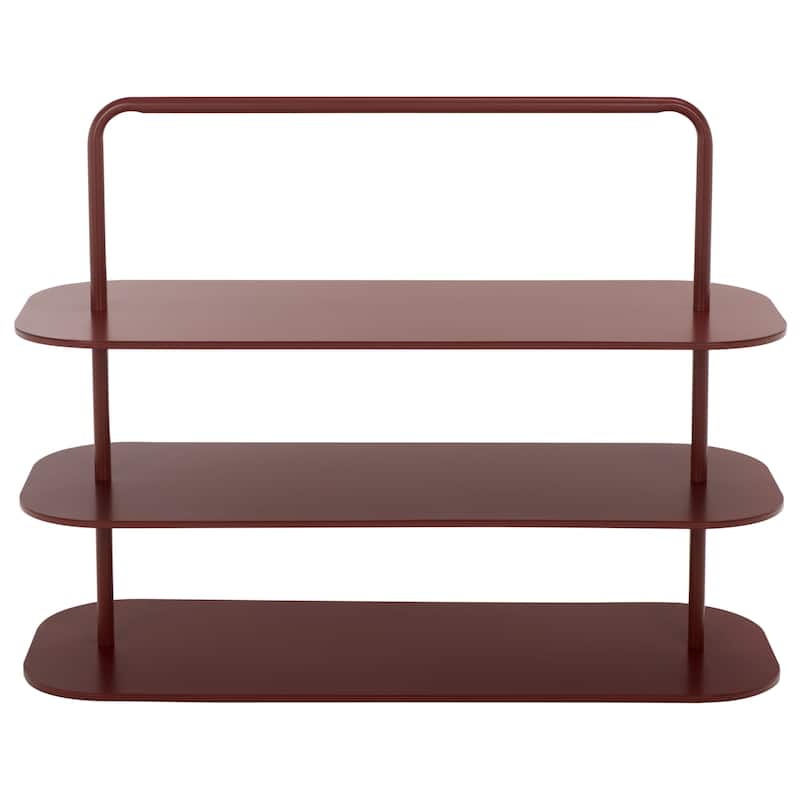 SAFAVIEH Home Jordan 3 Tier Metal Shoe Rack - 34"W x 13"D x 26"H - Brick Red