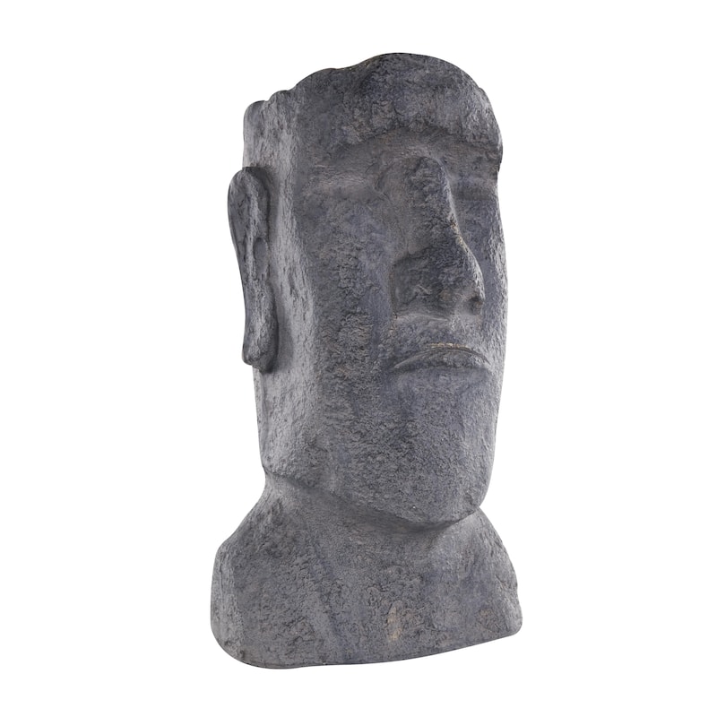 Magnesium Oxide People Distressed Textured Easter Island Head Indoor Outdoor Planter - Black - Roche River Decor