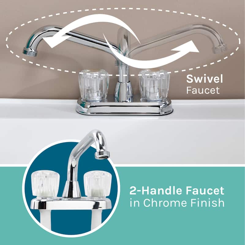TEHILA 21-Gallon Utility Sink 22.88 in. W with 2-Knob Faucet