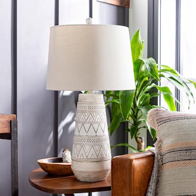 Livabliss Marcus Cream Tapered Table Lamp - 26"H x 15"W x 15"D