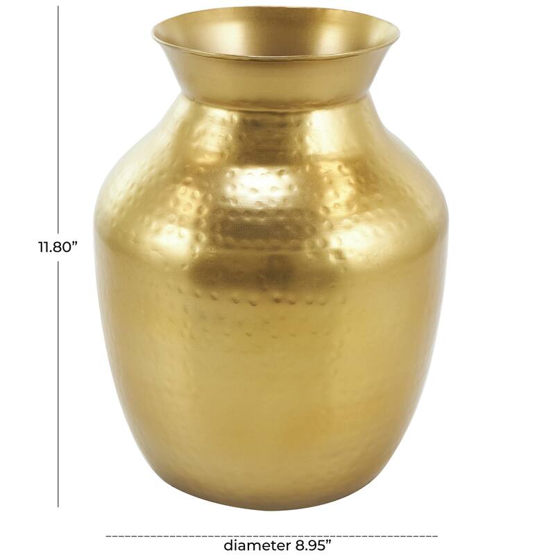 Metal Hammered Spotted Decorative Vase - Gold - Roche River Decor